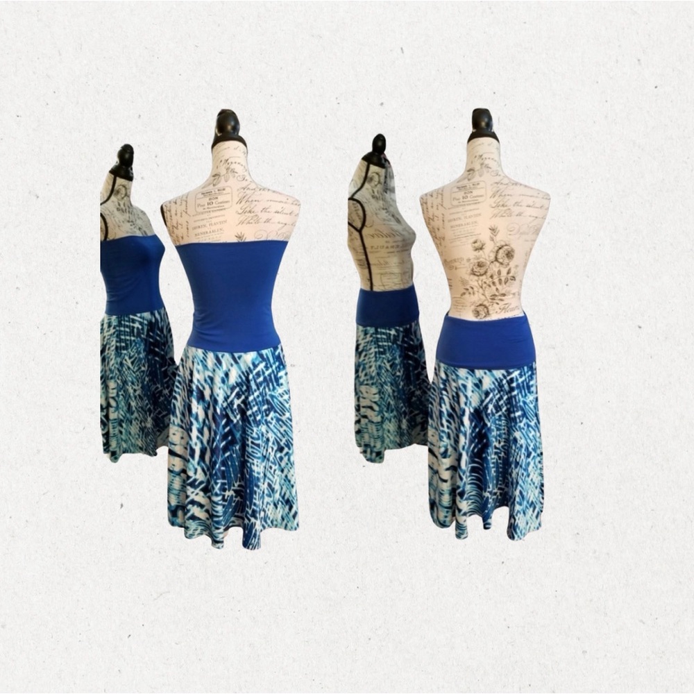 Avon Mark Tube Dress Or Skirt, Blue & White Tye Dye